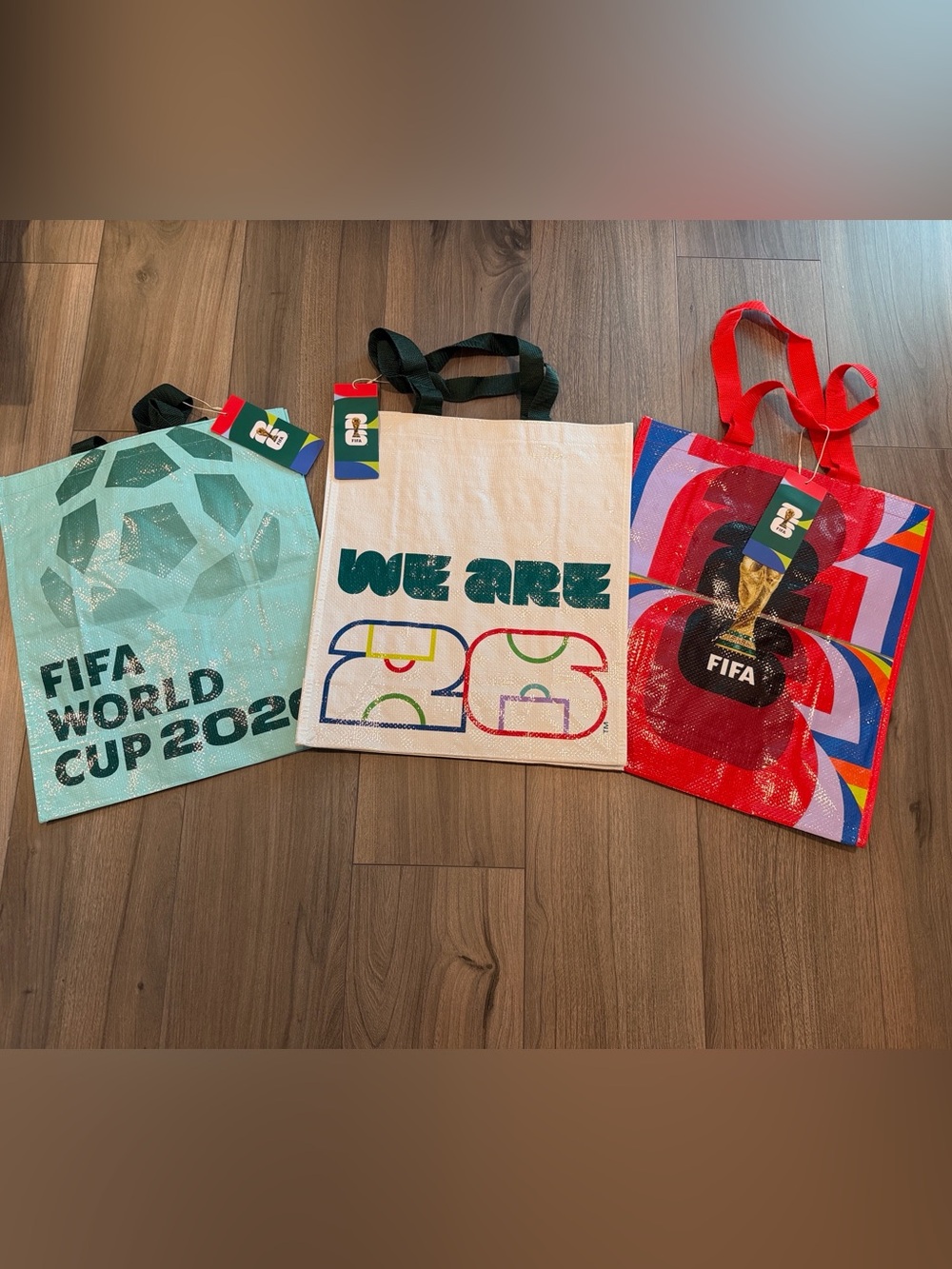 Set of 3 FIFA World Cup 2026 Reusable Tote Bags Official Licensed NWT